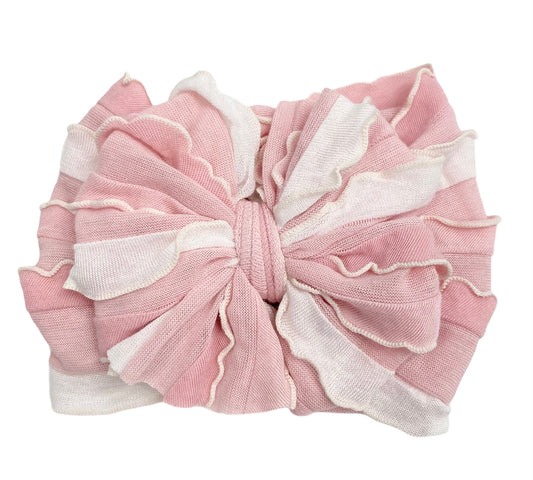 In Awe Couture Ruffled Headband - Tickled Pink Stripe