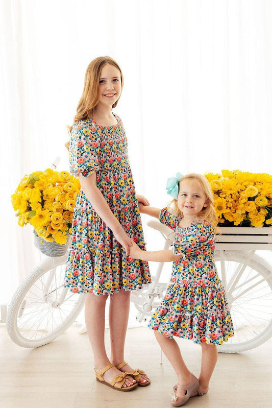 Mila & Rose Beautiful Blossoms Smocked Ruffle Dress
