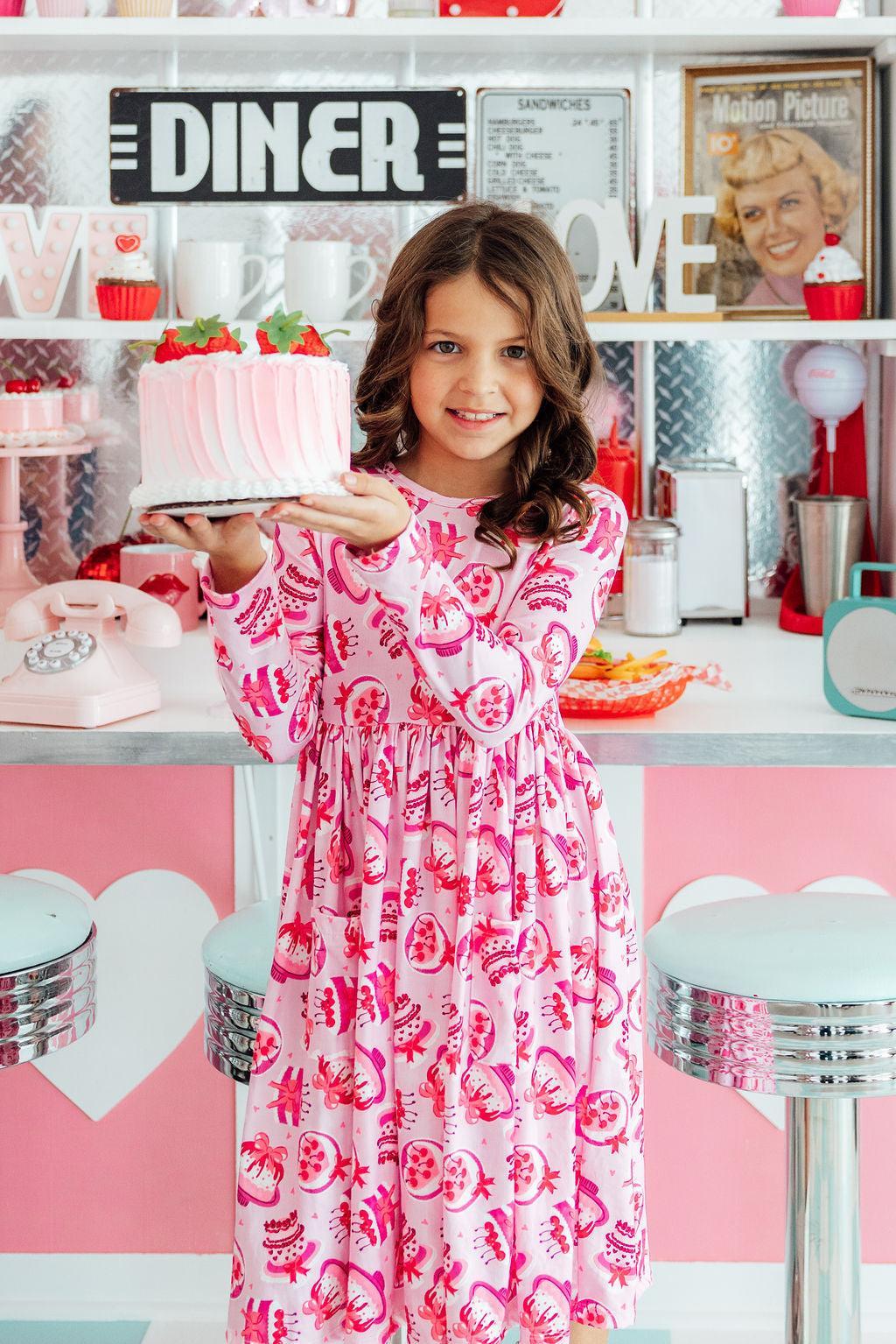 Mila and Rose Vintage Cakes L/S Pocket Twirl Dress