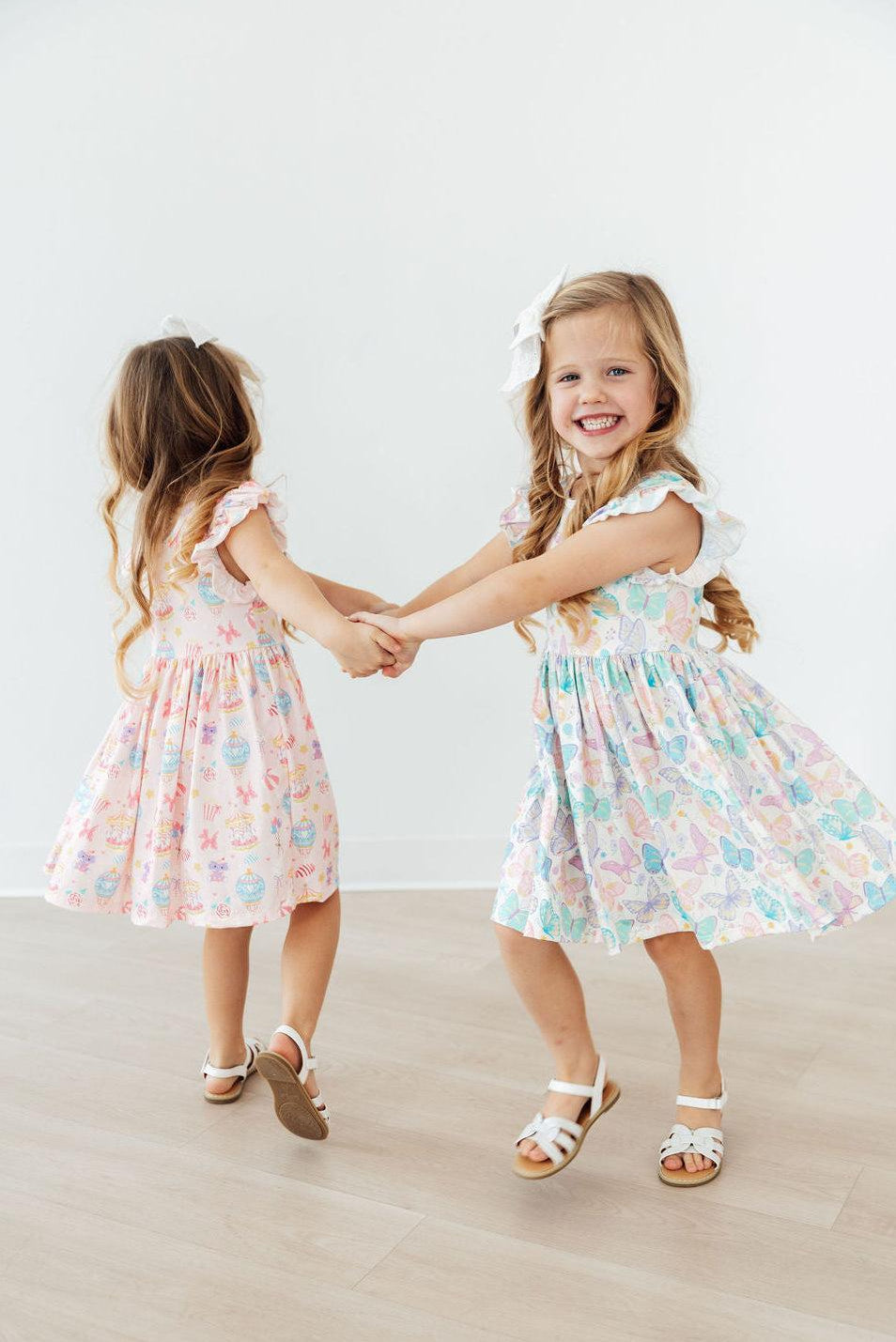 Mila & Rose Fluttering Butterflies Flutter Sleeve Twirl Dress