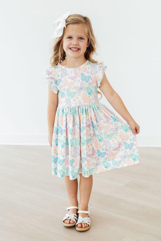 Mila & Rose Fluttering Butterflies Flutter Sleeve Twirl Dress