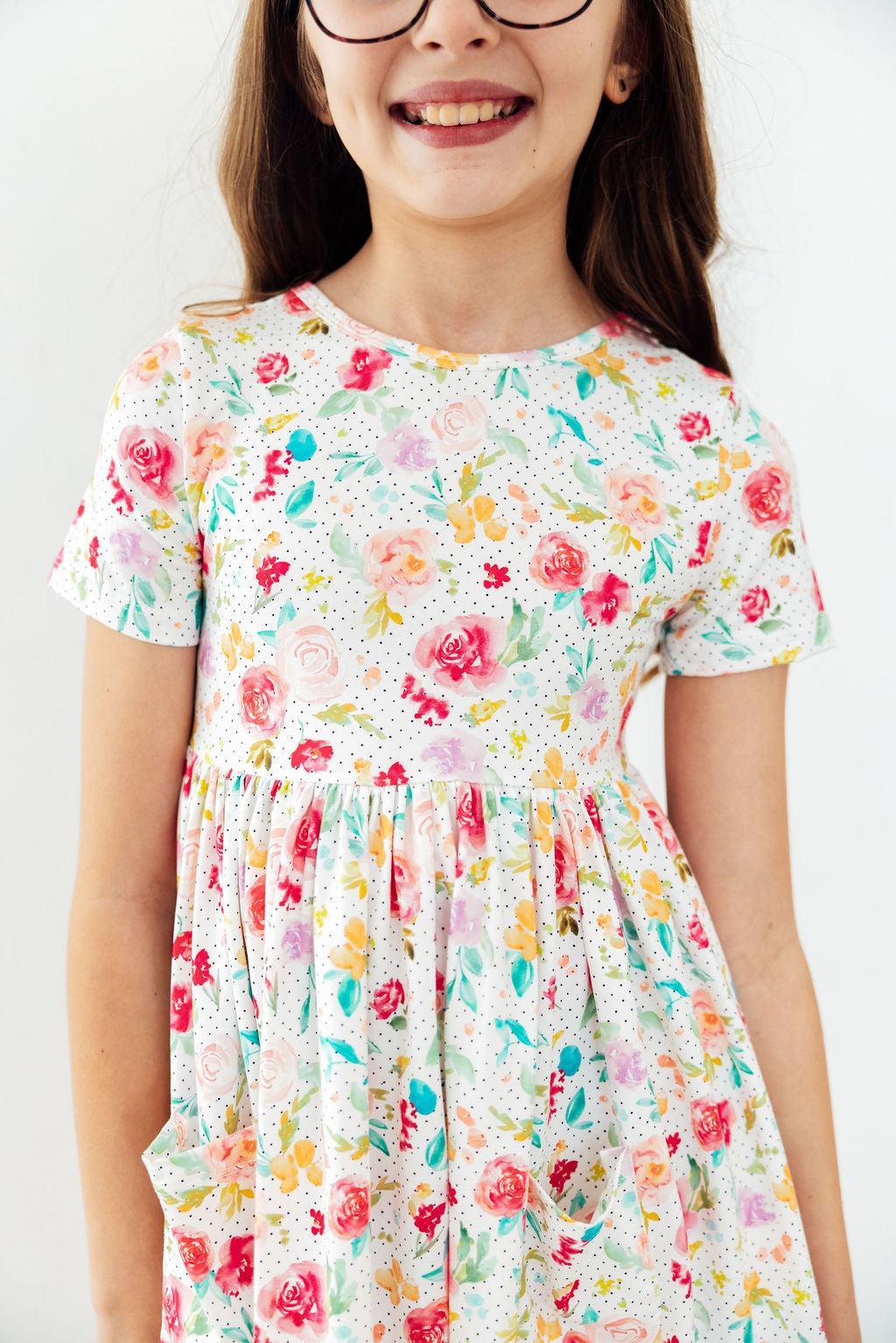 Mila & Rose Painted Posies S/S Pocket Twirl Dress