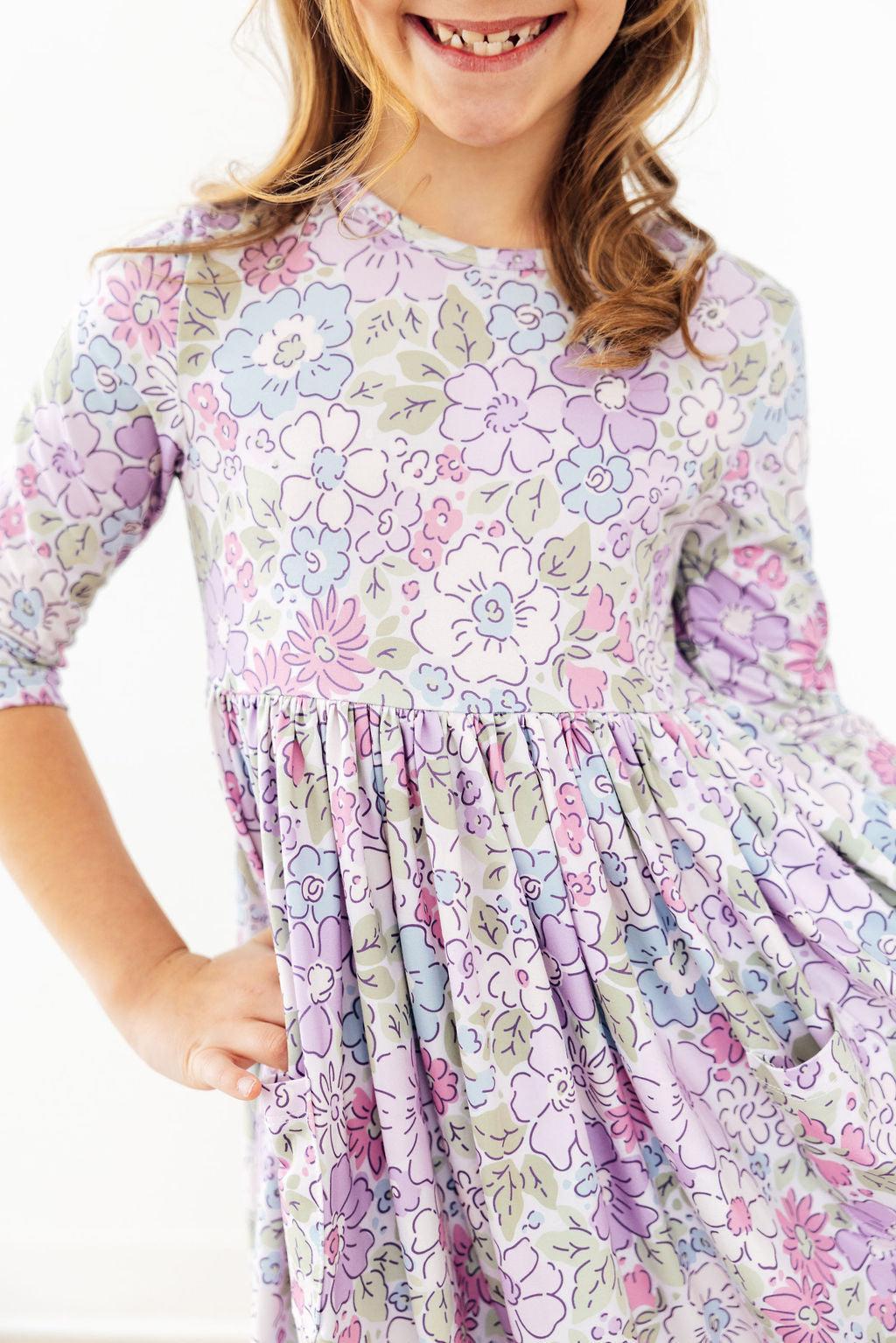 Mila & Rose Spring Gardens 3/4 Sleeve Pocket Twirl Dress