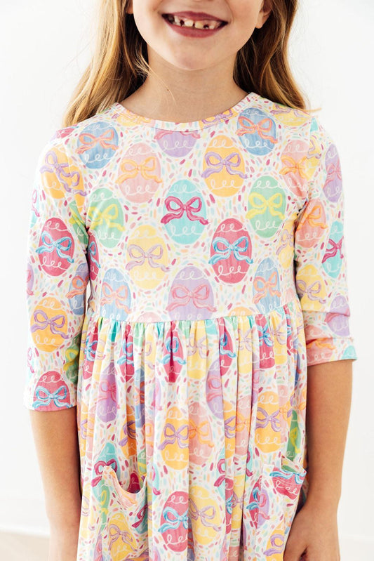 Mila & Rose Egg-stra Cute 3/4 Sleeve Pocket Twirl Dress