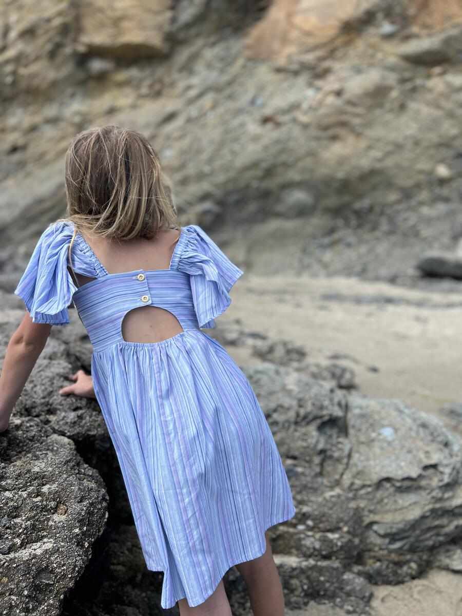Vignette Girls Hallie Dress - Lavender Stripe