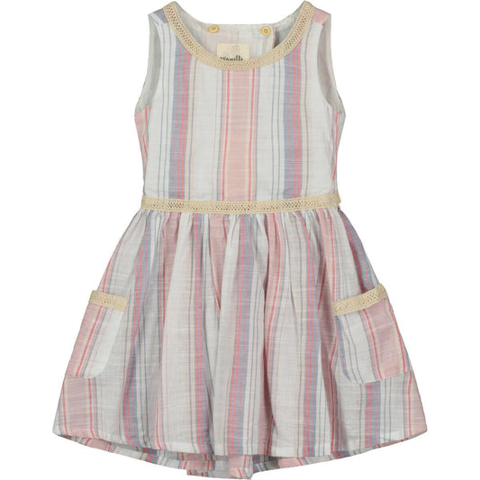 Vignette Girls Nina Dress - Red/Pink/Navy Stripe