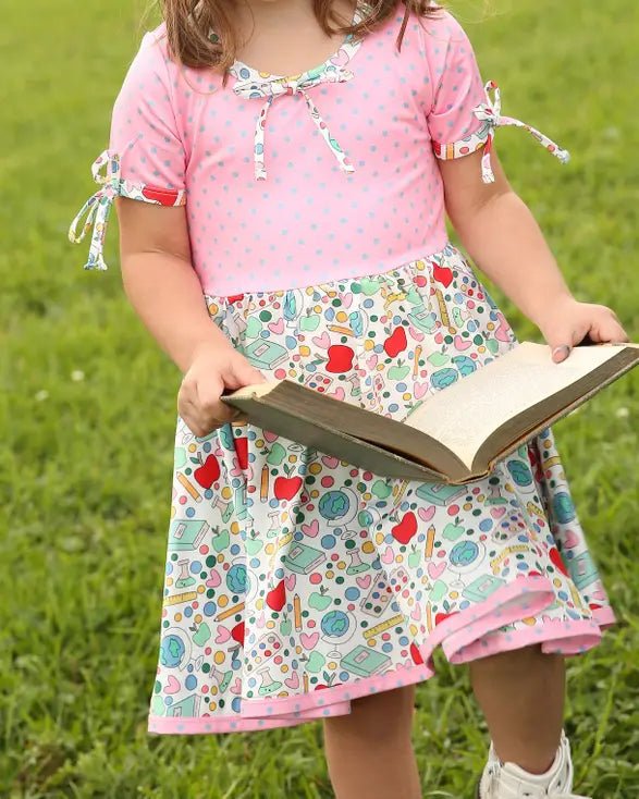 Charlies Project Kids Ready for Class Girls Twirl Dress with Pockets