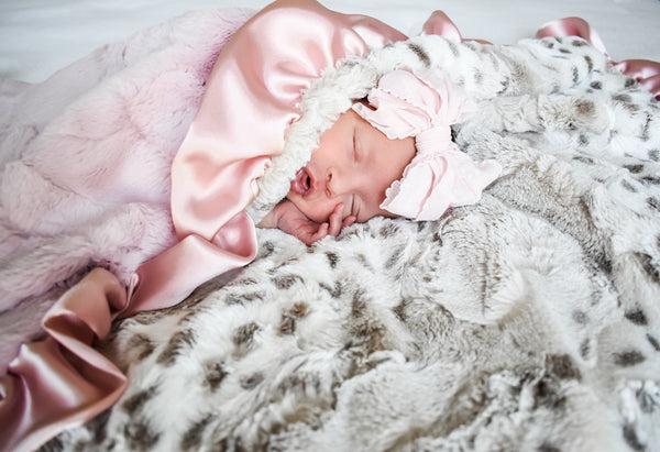 Rockin Royalty Baby Dusty Pink Snowcat Blanket