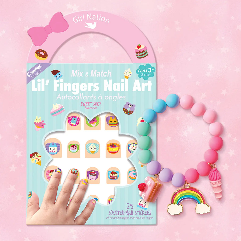 Girl Nation Sweet Shop Bracelet and Nail Sticker Girly Gift Pack