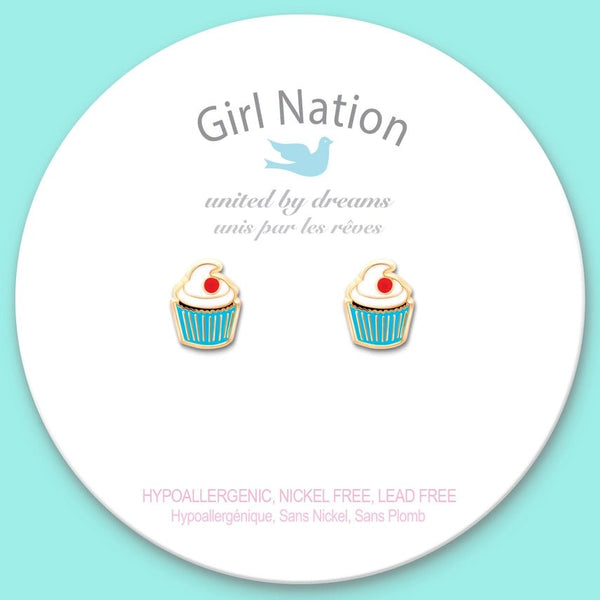 Girl Nation Cutie Stud Earrings - Classic Cupcake