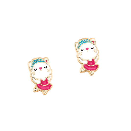 Girl Nation Cutie Stud Earrings - Ballerina Kitty