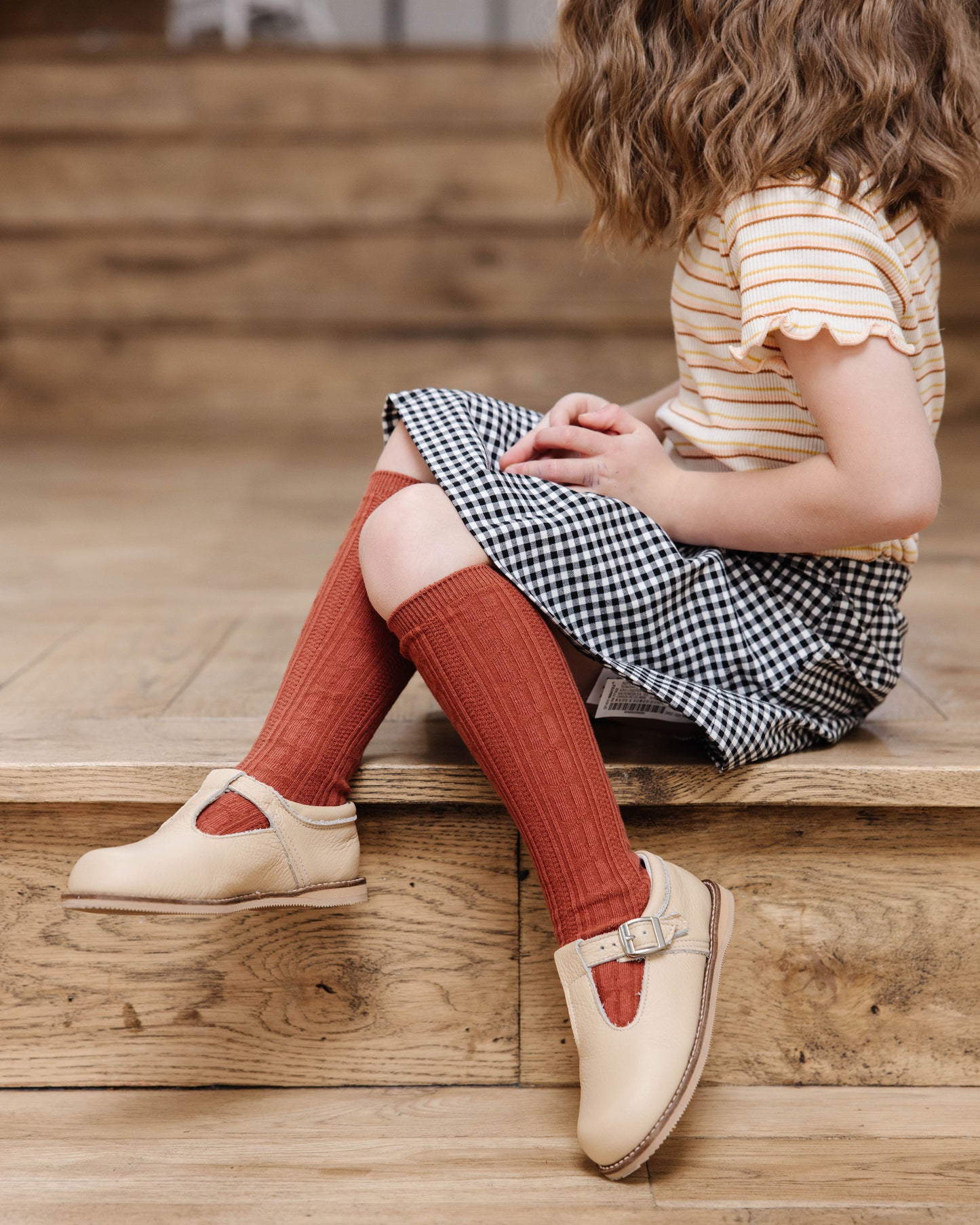 Little Stocking Co Rust Cable Knit Knee High Socks
