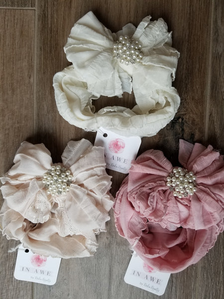 In Awe Couture Pearl Ruffled Headbands