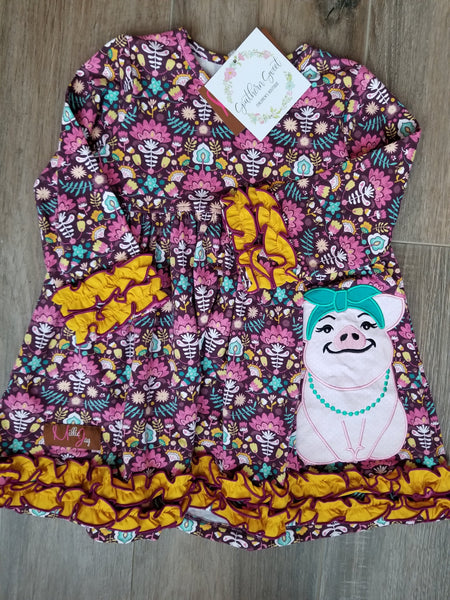 Millie Jay Polly the Pig Applique Dress