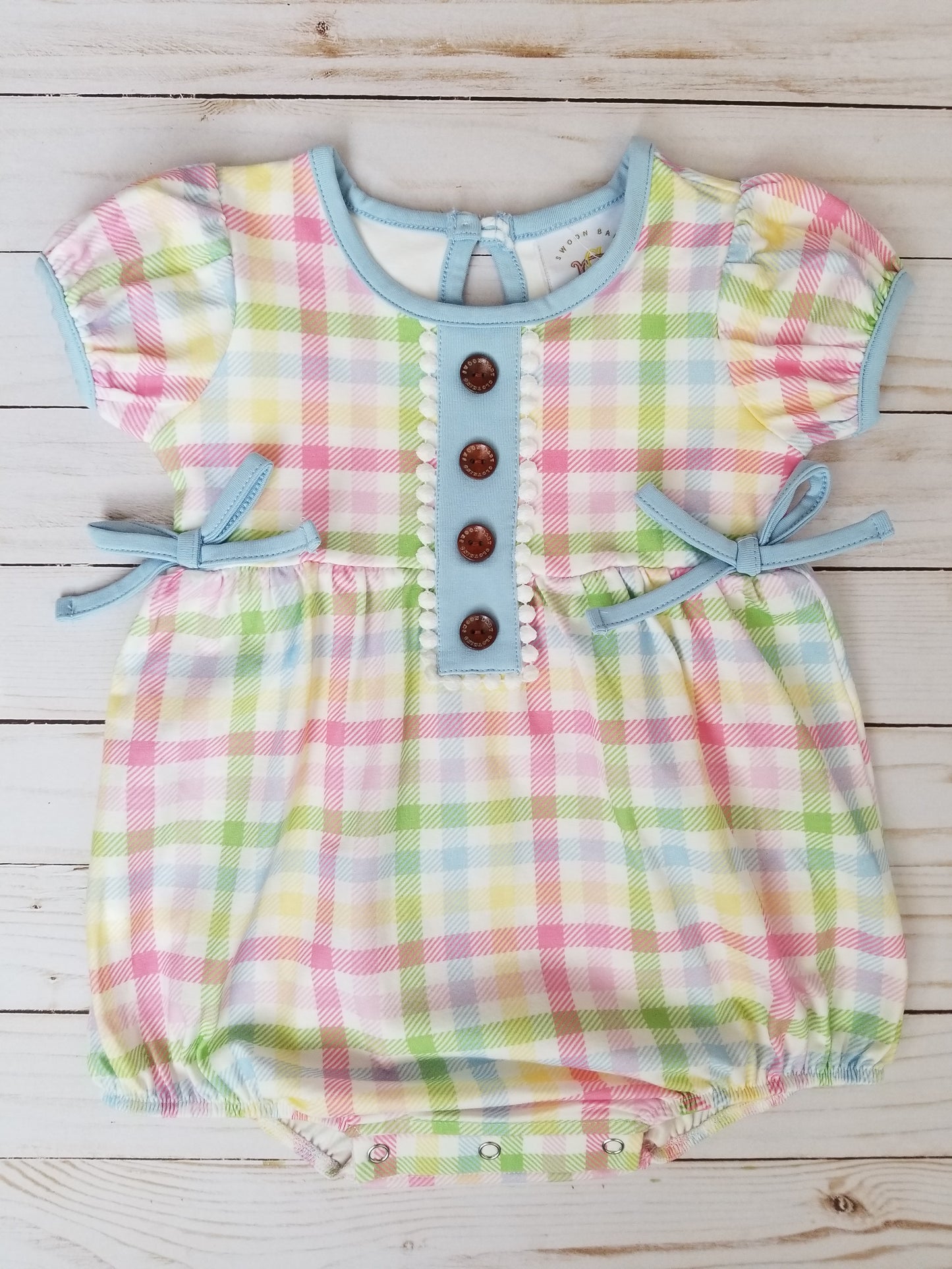 Swoon Baby Watercolor Gingham Petal Bubble 22-13