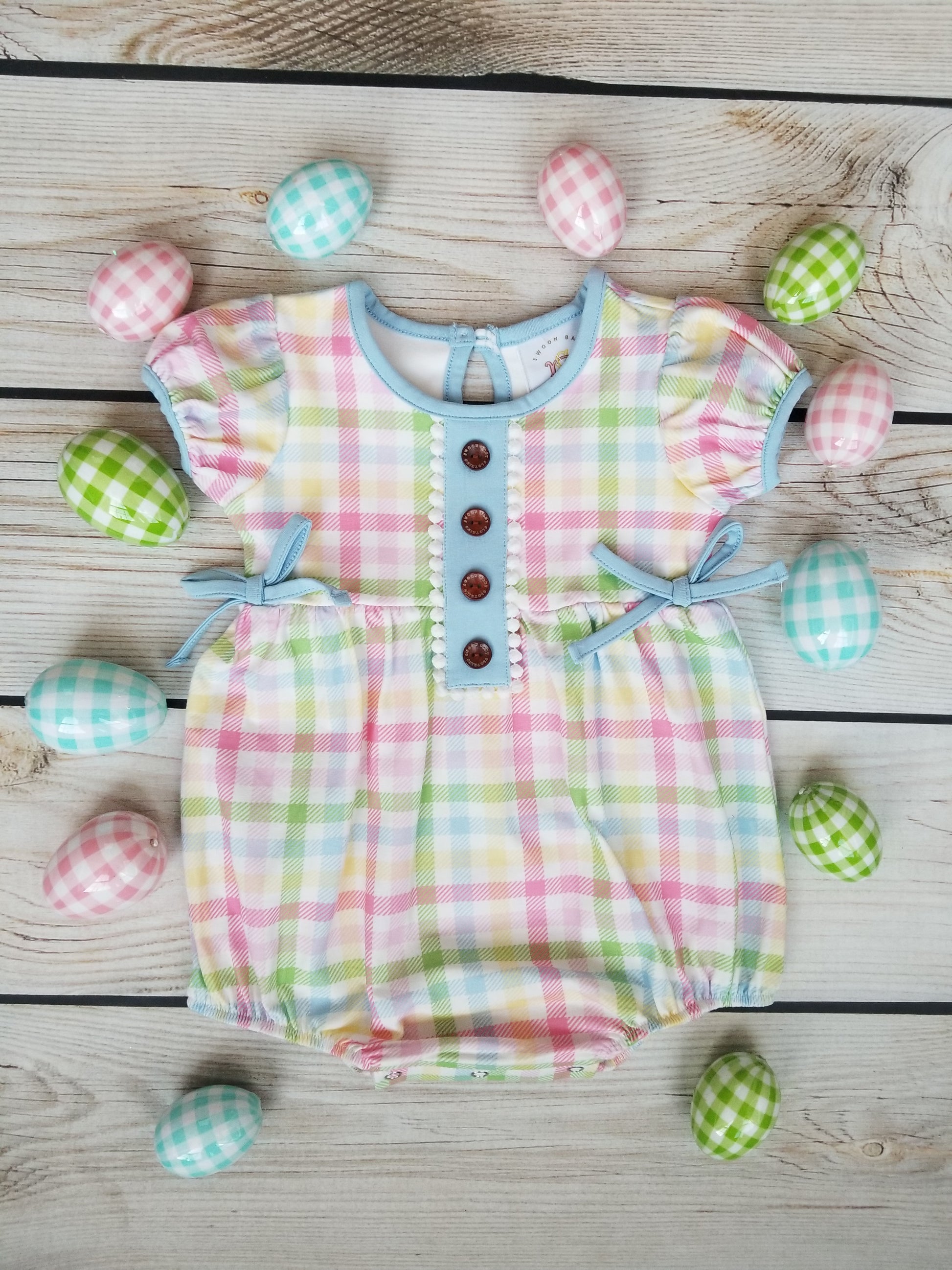 Swoon Baby Watercolor Gingham Petal Bubble 22-13
