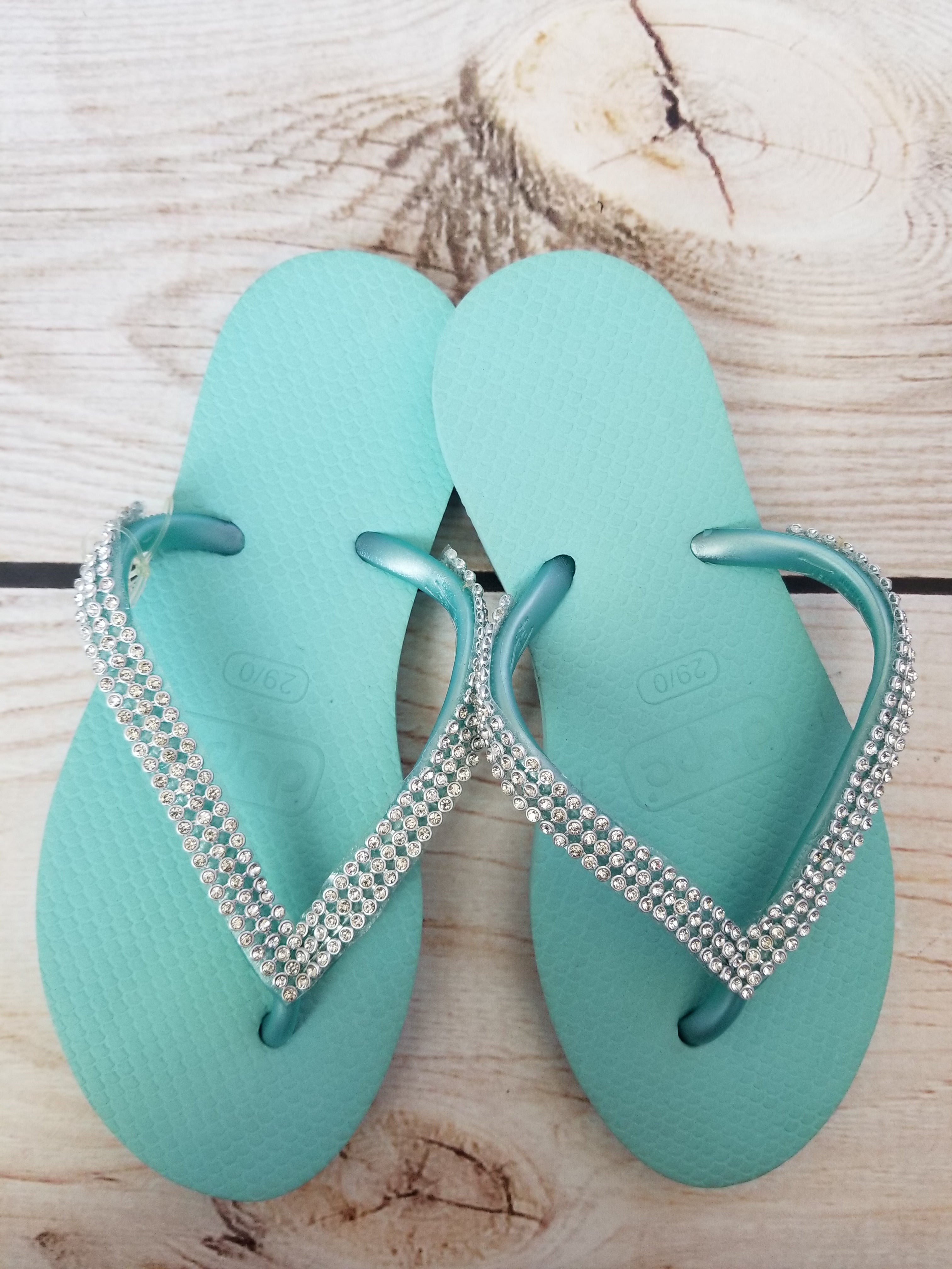 Planet Sea Aqua Crystal Flip Flops