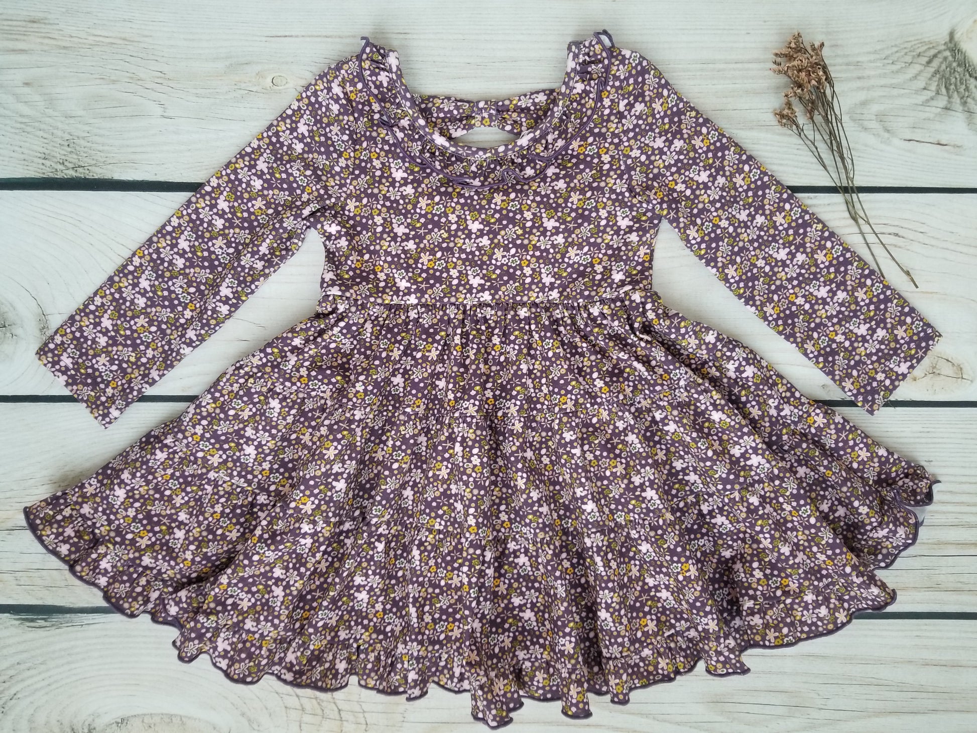 Swoon Baby Wisteria Plum Ditsy Floral Dainty Dress