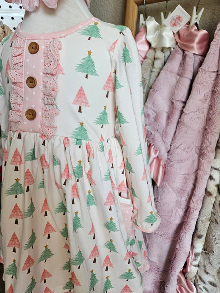 Swoon Baby Pink Christmas Bliss Pocket Eyelet Dress Style 23-56