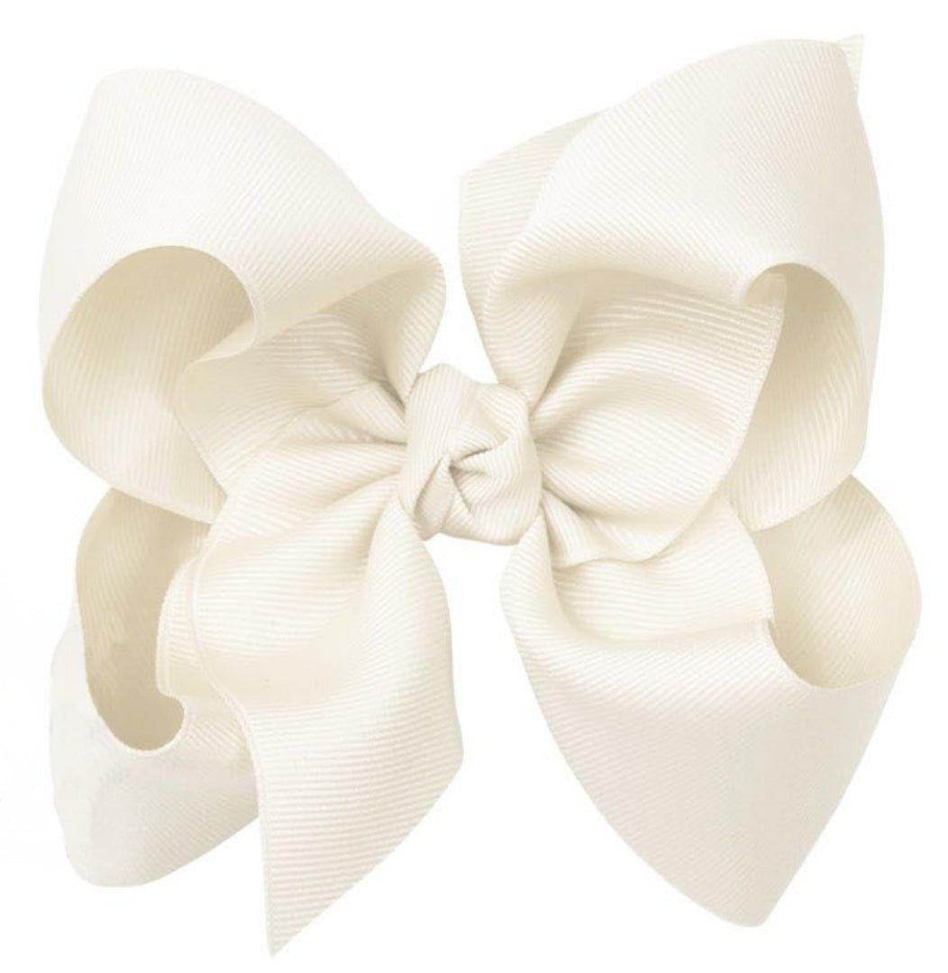 Beyond Creations 5.5" Large Multi-Loop Grosgrain Bow On Clip - Antique White
