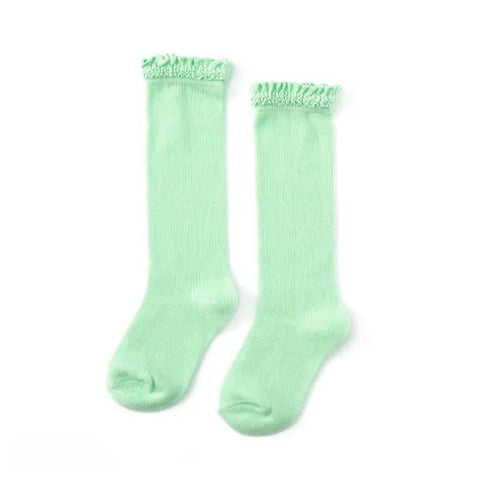Little Stocking Co Mint Green Lace Top Knee High Socks