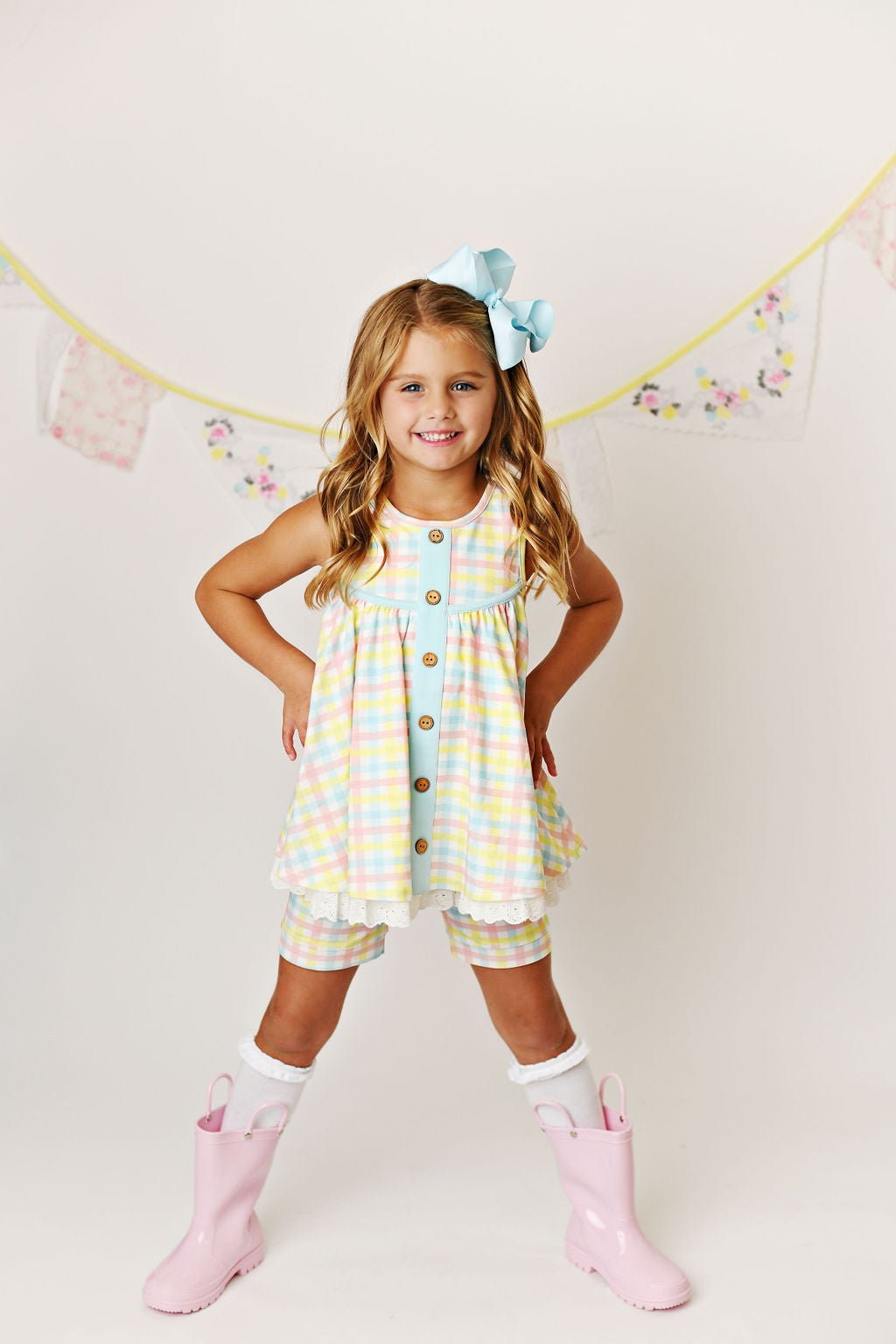 Serendipity Clothing Pastel Gingham Tunic with Shorties