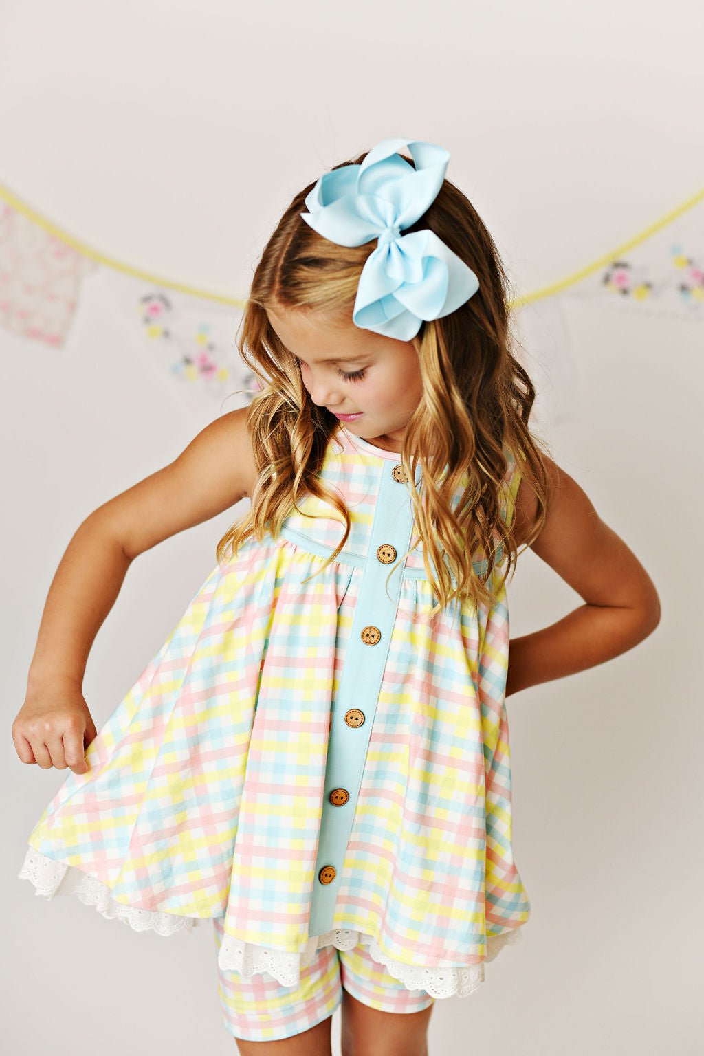 Serendipity Clothing Pastel Gingham Tunic with Shorties