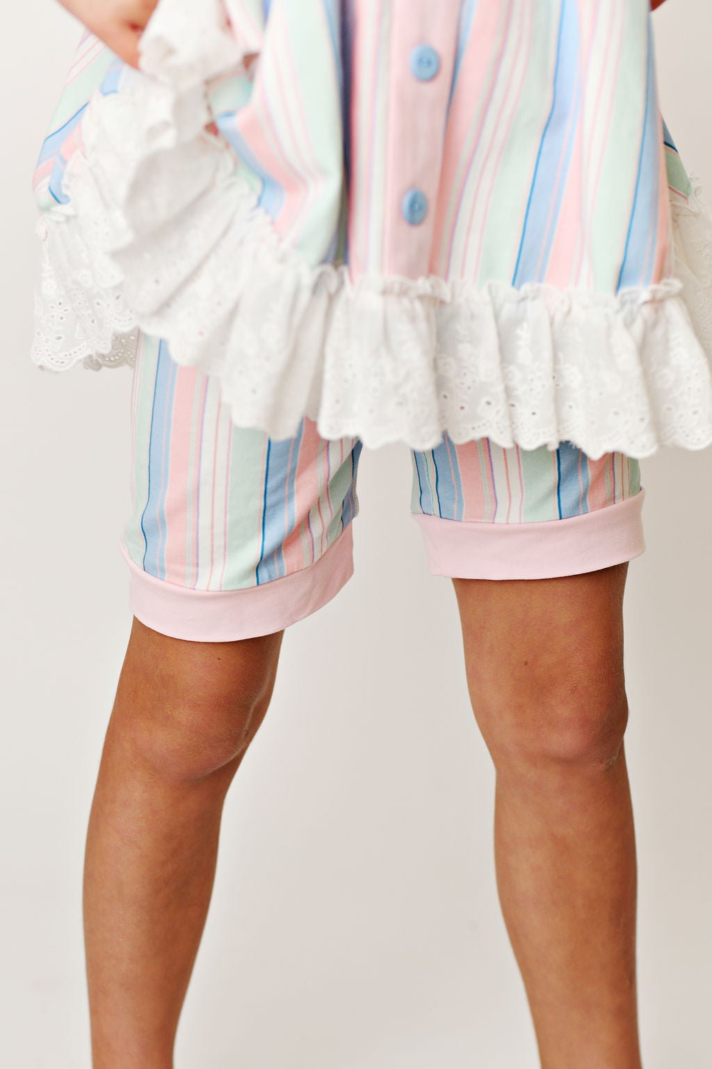 Serendipity Clothing Watercolor Stripe Eyelet Trim Dress