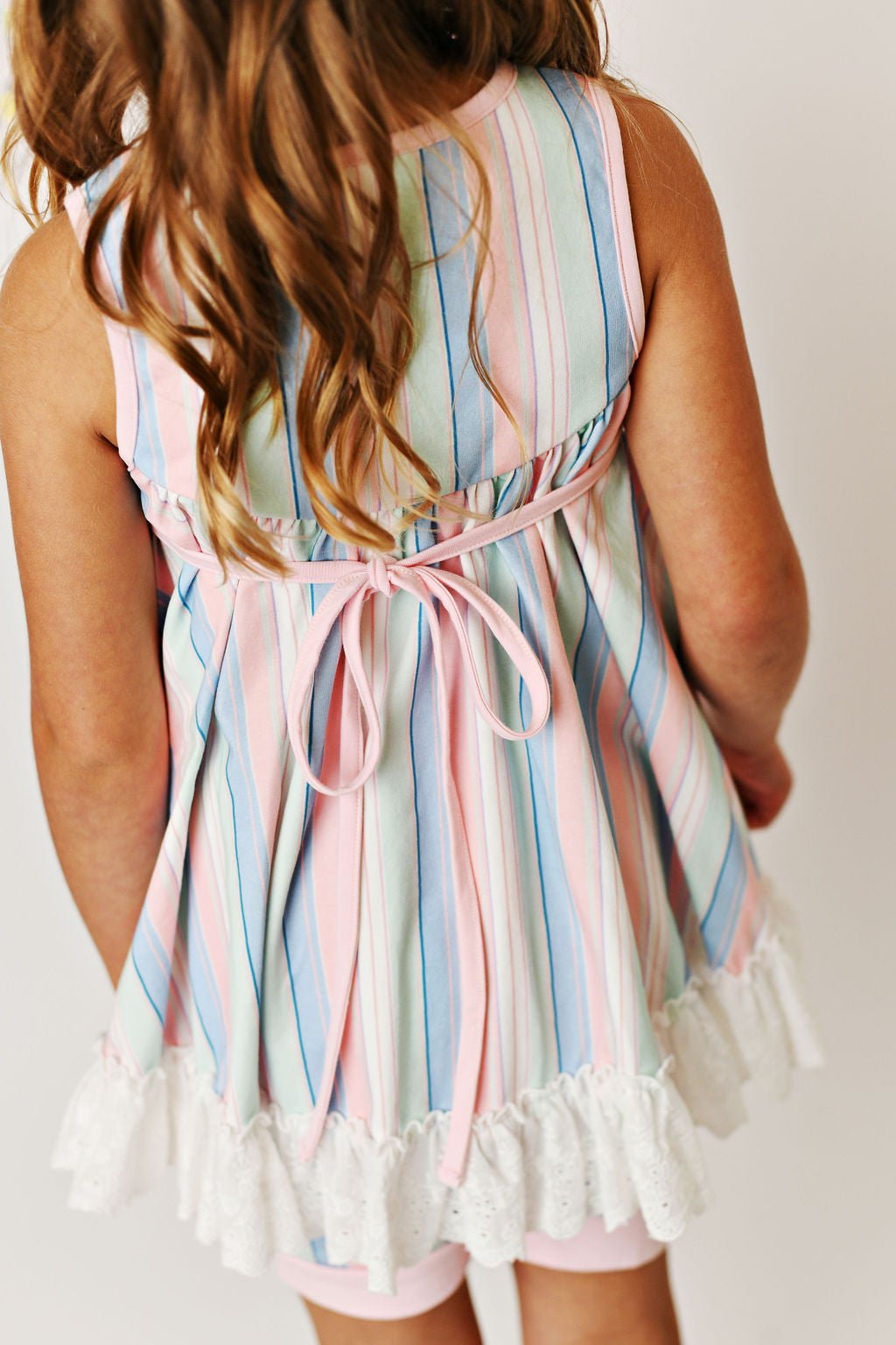 Serendipity Clothing Watercolor Stripe Eyelet Trim Dress