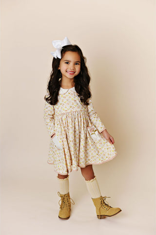 Swoon Baby Autumn Wildflower Embroidery Pocket Dress Style 23-26
