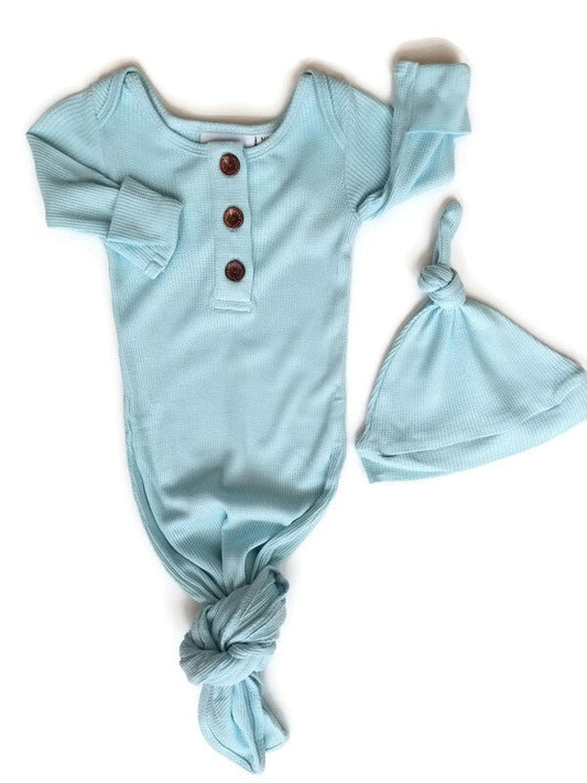 Swoon Baby Bamboo Blue Waffle Gown Set
