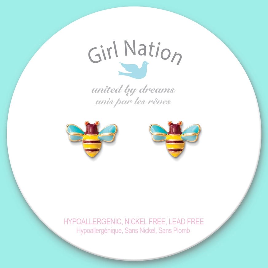 Girl Nation Cutie Stud Earrings - Buzzing Bee