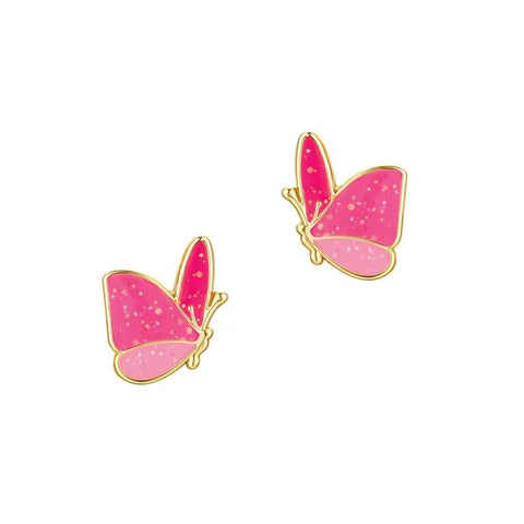 Girl Nation Cutie Stud Earrings - Glitter Butterfly