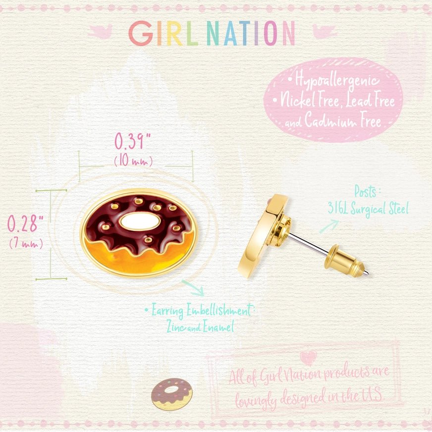 Girl Nation Cutie Stud Earrings - Yummy Donut