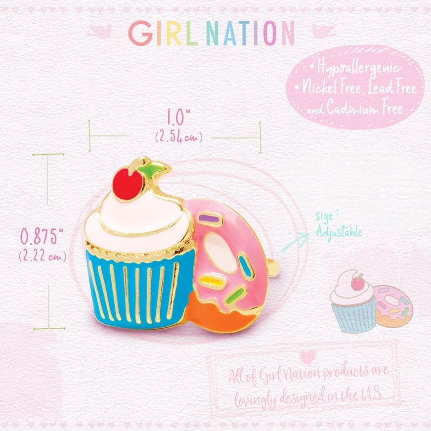 Girl Nation Cupcake Cutie Adjustable Ring with Gift Box
