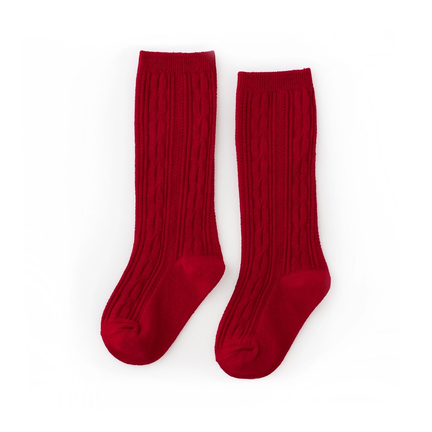 Little Stocking Co True Red Cable Knit Knee High Socks