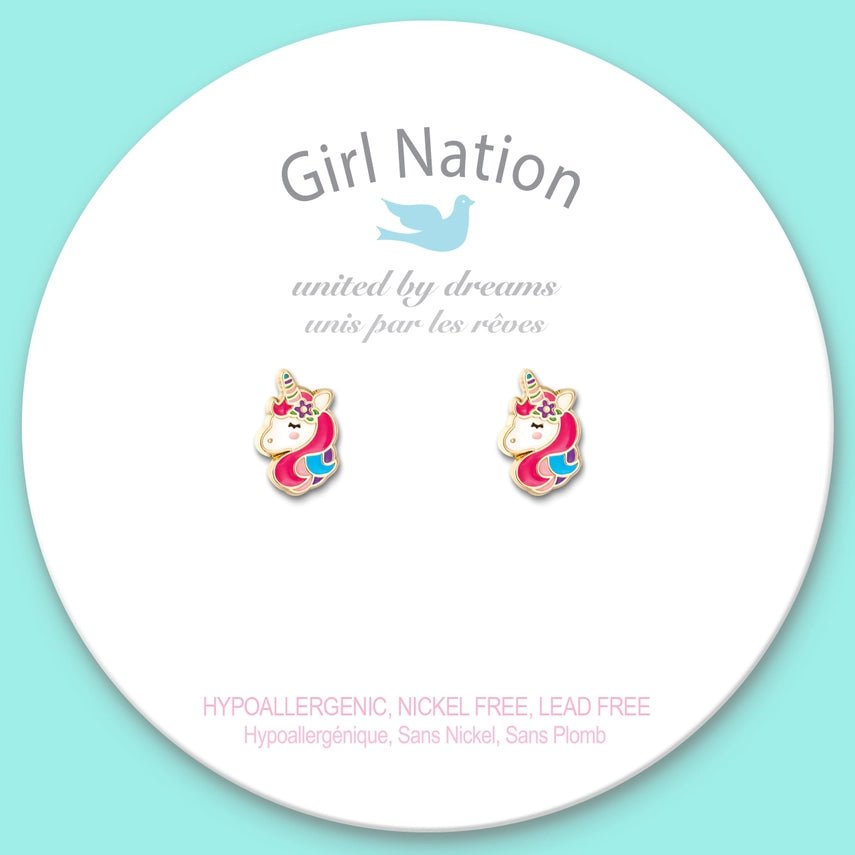 Girl Nation Cutie Stud Earrings - Unicorn Dreams