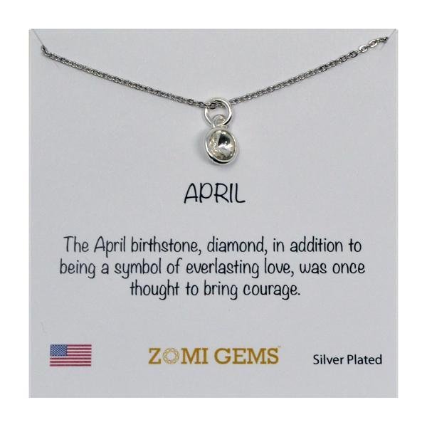 Zomi Gems Little Mila Kids Birthstone Necklace - Silver