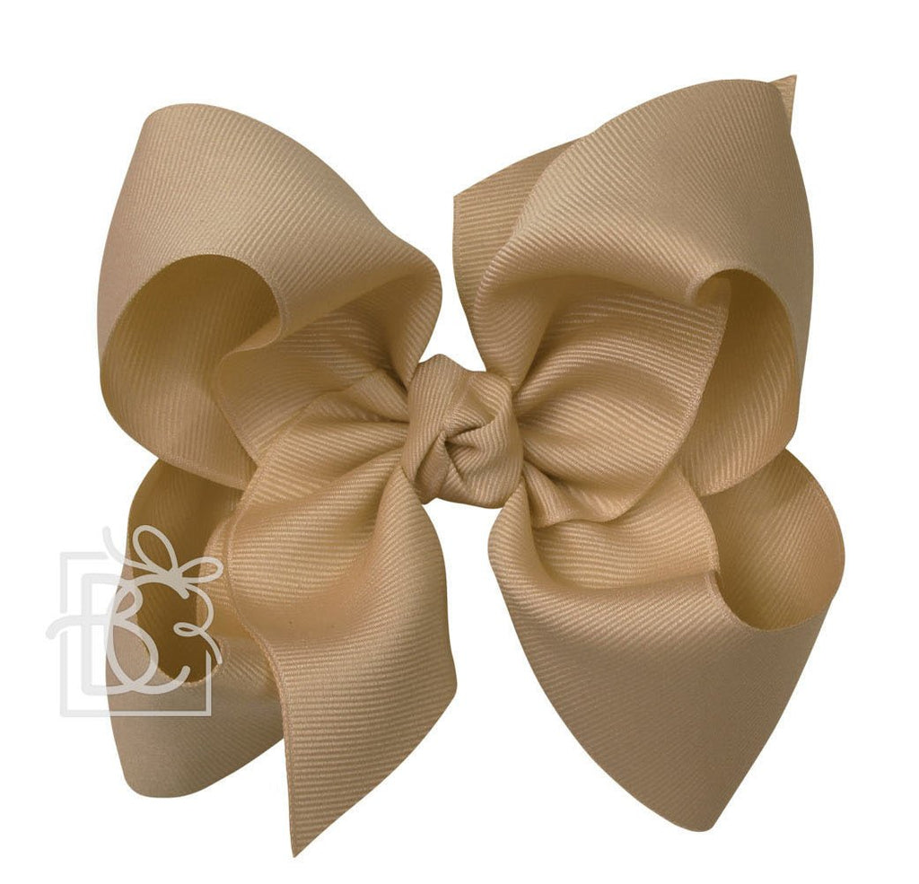 Beyond Creations 5.5" Signature Grosgrain Double Knot Bow on Clip - Oatmeal