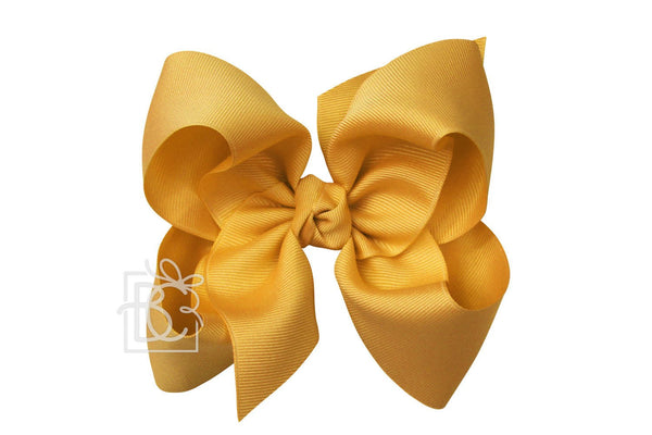 Beyond Creations 5.5" Signature Grosgrain Double Knot Bow on Clip - Old Gold