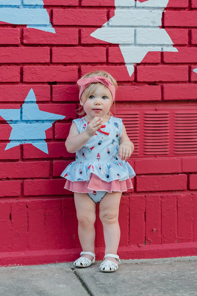 Be Girl Clothing American Dreams Muffin Ruffle Romper Set 