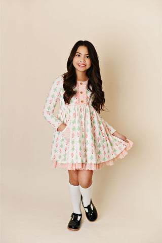 Swoon Baby Pink Christmas Bliss Pocket Eyelet Dress Style 23-56