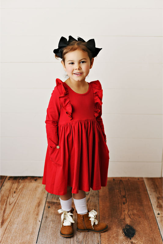 Serendipity Clothing Red Bella Picot Pocket Dress