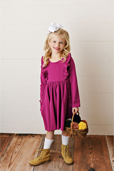 Serendipity Clothing Plum Bella Picot Pocket Dress