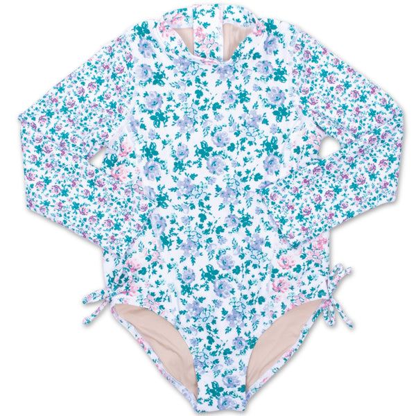 Shade Critters Floral Patchwork Longsleeve One Piece Swimsuit