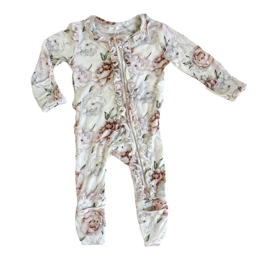 Rockin Royalty Baby Floral Dreams Ruffle Zip Footie