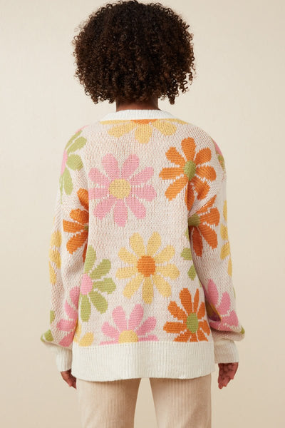 Hayden Girls Retro Daisy Knit Pullover Sweater