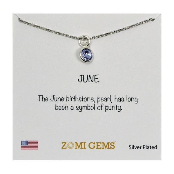 Zomi Gems Little Mila Kids Birthstone Necklace - Silver