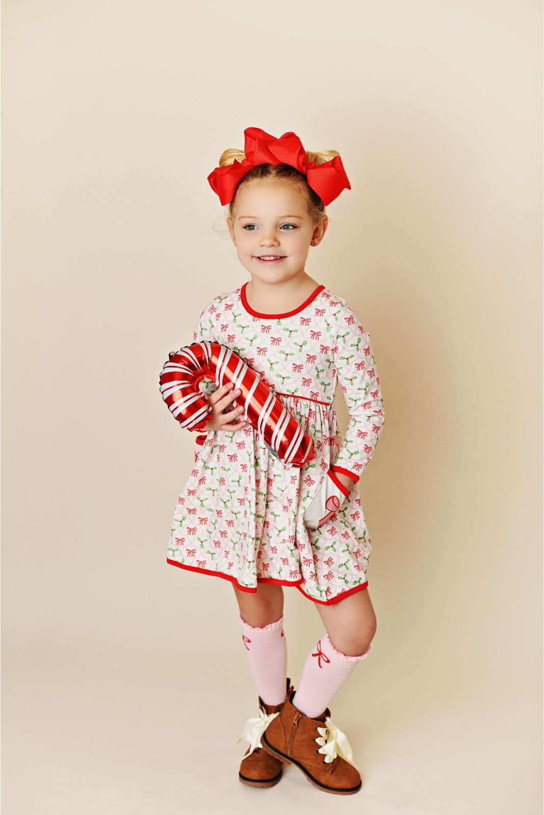 Swoon Baby Holly Bow Watercolor Embroidery Pocket Dress Style 23-67