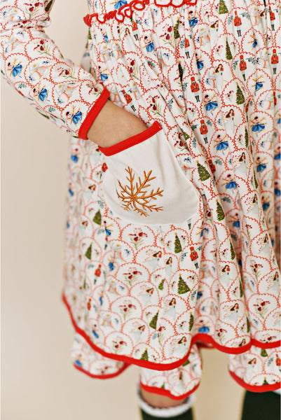 Swoon Baby Nutcracker Ballet Embroidery Pocket Dress Style 23-70